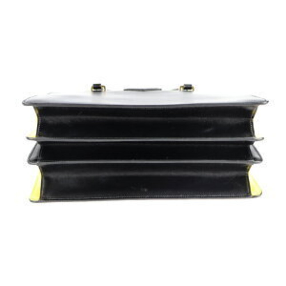 PRADA Turnlock handbag black calf leather yellow - Picture 4 of 9